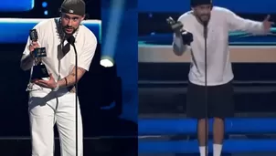 Bad Bunny tuvo un anecdótico momento al recibir premio descalzo  en la gala de los Latin Billboard/ Fotos: Instagram/ Telemundo/ Video: Telemundo