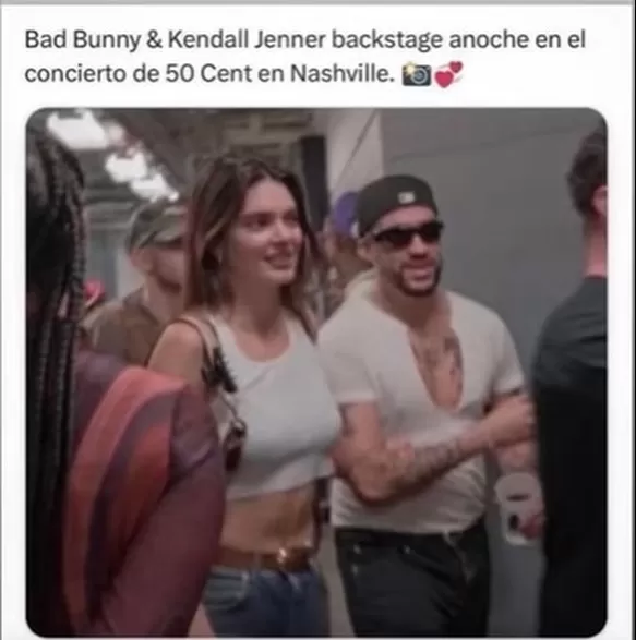 Captaron a Bad Bunny y Kendall Jenner en el concierto de 50 cent en Tenesse/ Foto: IG 50 cente