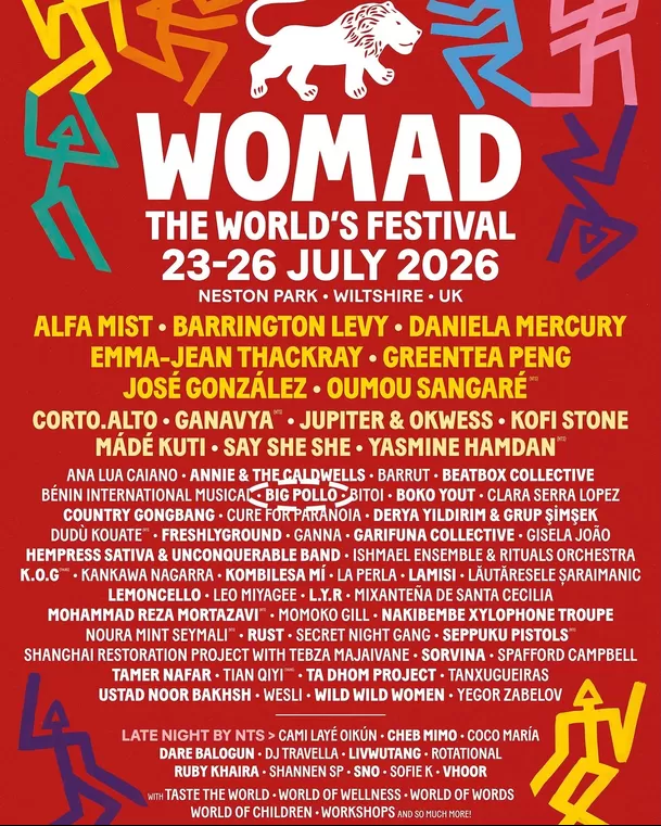 Cartel del Festival Womad UK 2026 / IG: @bigpollofunk Cartel del Festival Womad UK 2026 / IG: @bigpollofunk