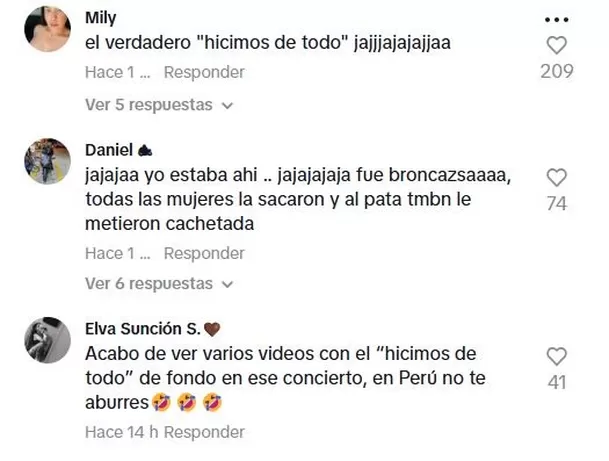 Las reacciones sobre la pelea en el concierto de Beéle en Lima / TikTok Las reacciones sobre la pelea en el concierto de Beéle en Lima / TikTok