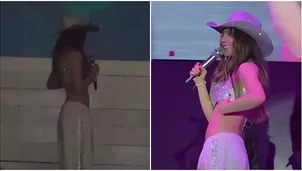 Belinda sufrió percance con su vestuario en pleno show y mostró de más  / TikTok