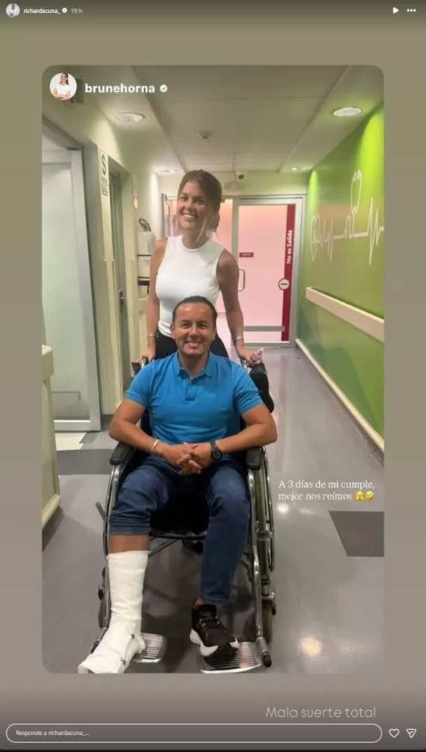 Brunella Horna mostró a Richard Acuña lesionado / Instagram