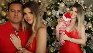 La primera sesión de fotos de Alessio, hijo de Brunella Horna y Richard Acuña, por Navidad