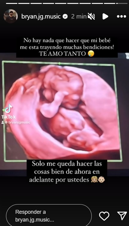 Bryan Torres publicó esta imagen del bebé que espera su expareja Samahara Lobatón/Foto: Instagram