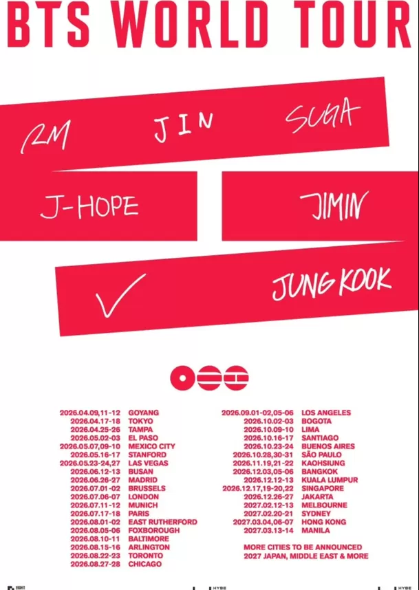 BTS incluyó a Lima en su tour 2026 / Instagram