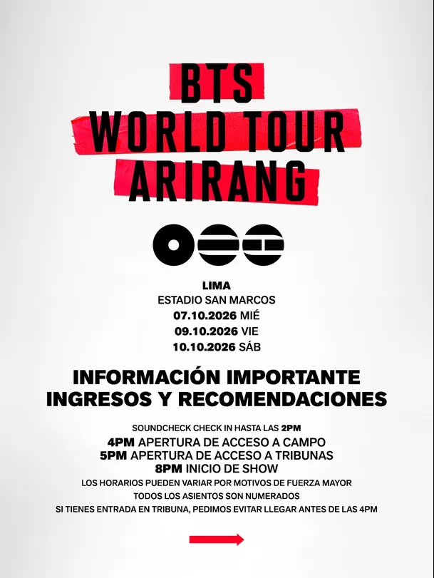 Recomendaciones para los conciertos de BTS en Lima / IG: @livenationperu Recomendaciones para los conciertos de BTS en Lima / IG: @livenationperu