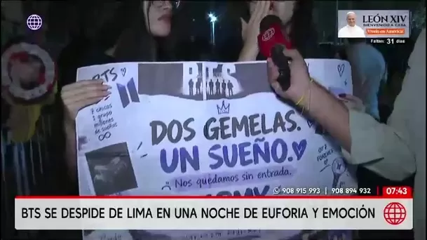 BTS realizó su tercer y último concierto en Lima y volvió a reunir a cientos de fanáticas en el estadio de San Marcos./América TV BTS realizó su tercer y último concierto en Lima y volvió a reunir a cientos de fanáticas en el estadio de San Marcos./América TV