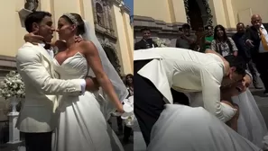 Alejandra Baigorria sufrió percance a su salida de la iglesia San Pedro. Foto: Instagram 