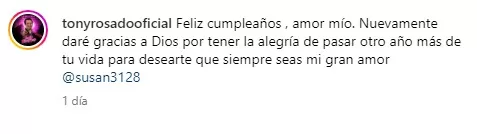 Tony Rosado publicó mensaje de amor para su esposa y limitó los comentarios. Foto: Instagram