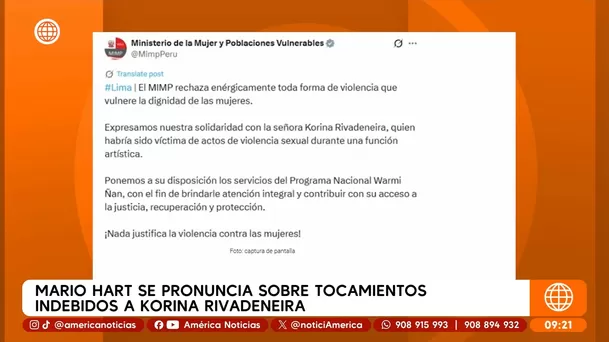 Ministerio de la Mujer brinda su apoyo a Korina Rivadeneira / Redes Sociales 