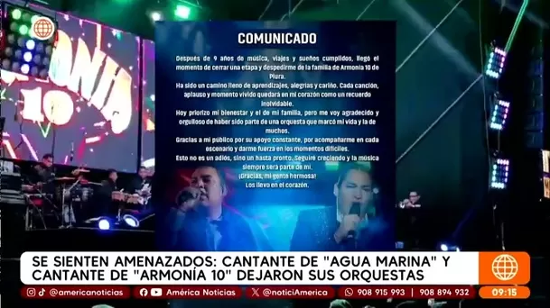 Comunicado de Irvin Saavedra de Armonía 10 / Captura Comunicado de Irvin Saavedra de Armonía 10 / Captura