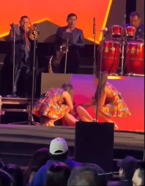 Briela Cirilo fue auxiliada por sus compañeras de Corazón Serrano tras caída. Fuente: TikTok