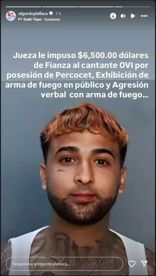 'Ovi' fue sentenciado al pago de una fianza por un valor de 6,500 dólares tras ser acusado de tres delitos federales en Miami/Foto: Instagram