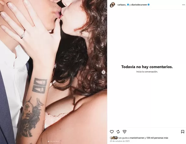 El romance de Curwen y Carla Campos vuelve a estar en el centro de la atención. Tras el polémico ampay, desapareció de sus redes la publicación con la que la pareja anunció su compromiso, un detalle que ya genera especulaciones. Foto: IG @carlaacs__ El romance de Curwen y Carla Campos vuelve a estar en el centro de la atención. Tras el polémico ampay, desapareció de sus redes la publicación con la que la pareja anunció su compromiso, un detalle que ya genera especulaciones. Foto: IG @carlaacs__