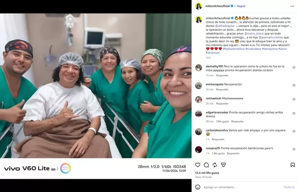 El comediante compartió una fotografía desde la clínica junto al equipo médico que lo atendió y agradeció el apoyo recibido tras someterse a una intervención quirúrgica. El comediante compartió una fotografía desde la clínica junto al equipo médico que lo atendió y agradeció el apoyo recibido tras someterse a una intervención quirúrgica.