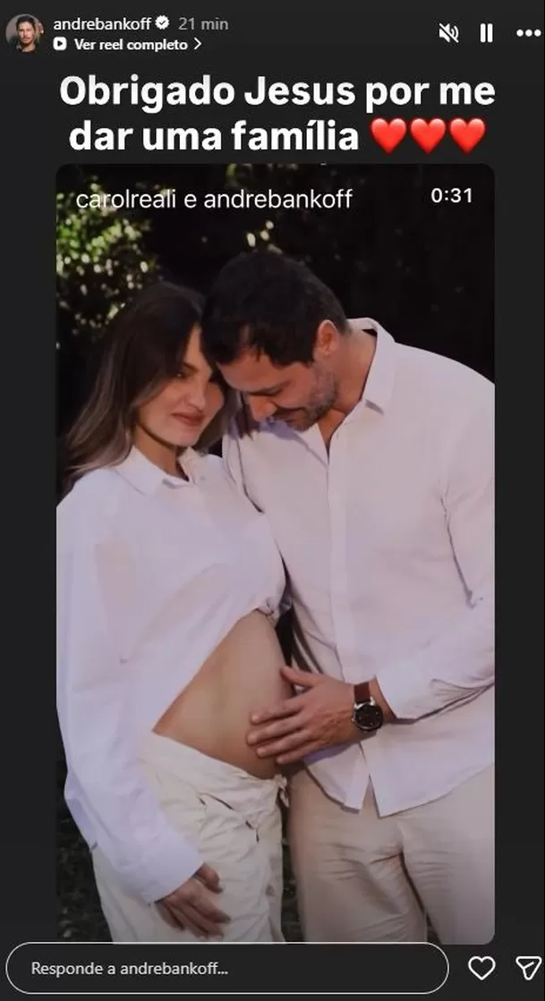 André Bankoff emocionado por el embarazo de Carol Reali / IG: @andrebankoff