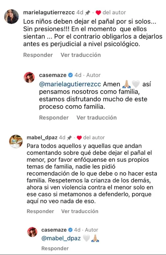 Comentarios defendiéndola | Captura: Instagram 