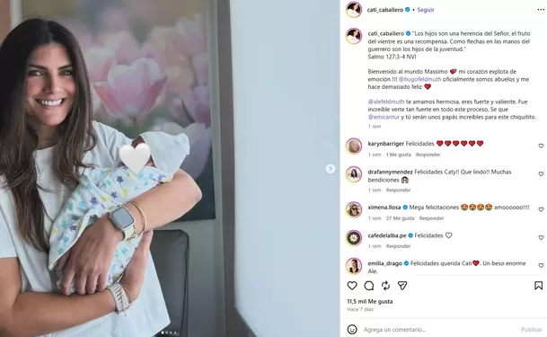La recordada modelo de Habacilar vive uno de los momentos más emocionantes de su vida tras la llegada de su primer nieto. Cati Caballero compartió tiernas imágenes junto a Massimo y su hija Alejandra Feldmuth. Foto: ig @cati_caballero
