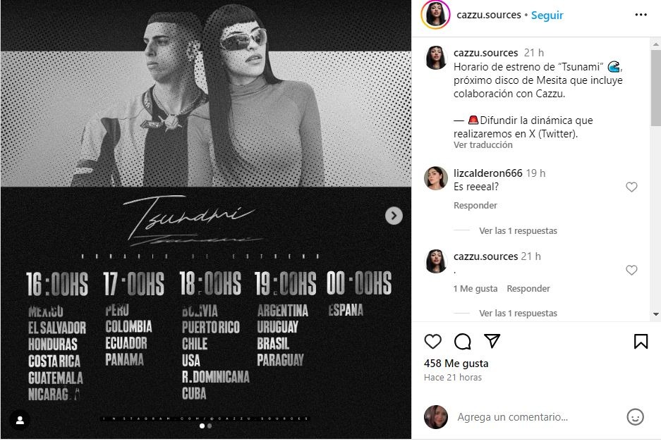 La canción de Mesita y Cazzu se llama 'Modo animal' / Instagram