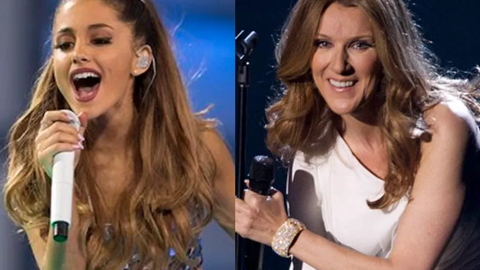 Celine Dion alab&oacute; el talento de la joven cantante Ariana Grande. Foto: AP