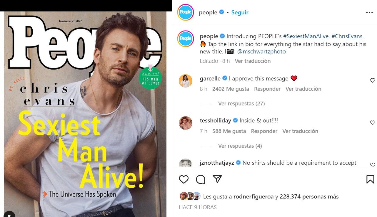 Chris Evans fue elegido como el hombre más sexy del mundo