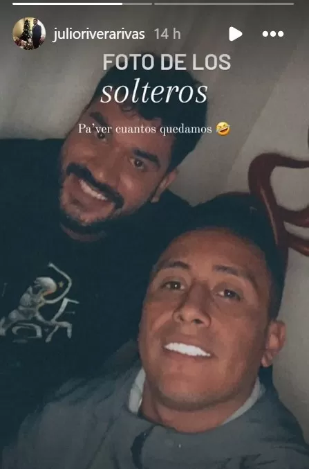 Fotografía publicada por el sobrino de Paolo Guerrero donde se muestra junto a s Christian Cueva como "solteros"/Foto: Instagram