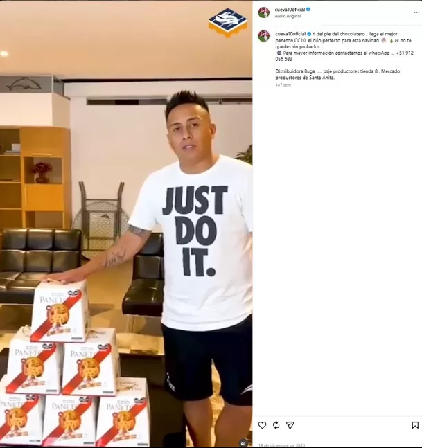 Christian Cueva lanzó sus panetones ‘CC10’ en 2013 / Instagram: cueva10oficial Christian Cueva lanzó sus panetones ‘CC10’ en 2013 / Instagram: cueva10oficial