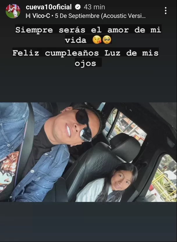 Publicación de Christian Cueva en redes sociales. Fuente: instagram