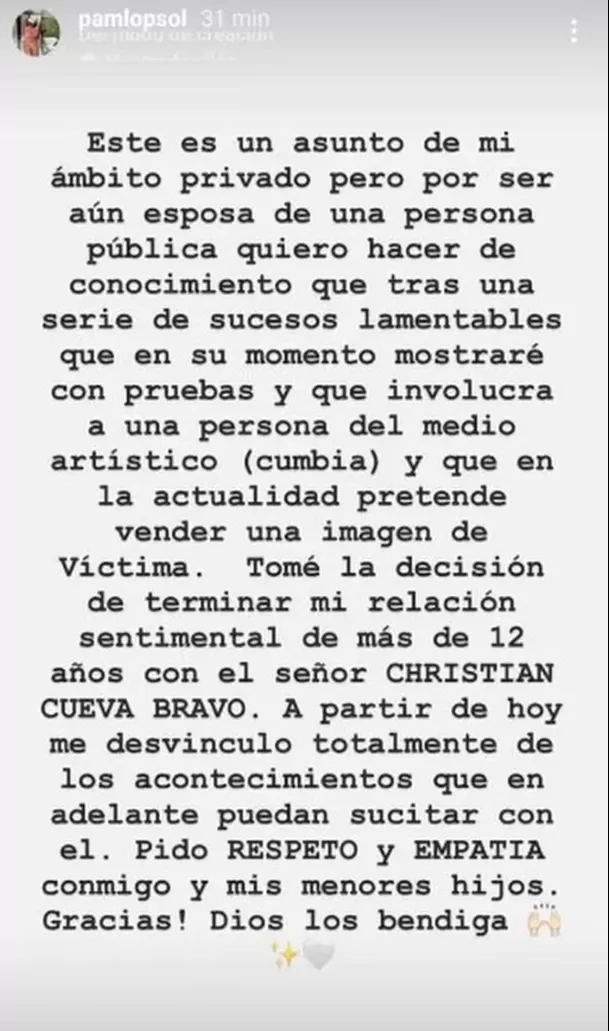 Pamela López quiso desvincularse de Christian Cueva tras demostrarse infidelidad | Imagen: Instagram