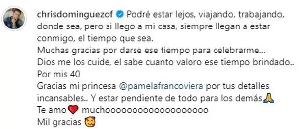 Mensaje de Christian Domínguez en Instagram/ Foto: Instagram Christian Domínguez