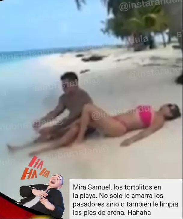 Christian Domínguez fue captado lavando los pies a Karla Tarazona en la playa. Fuente: Instagram