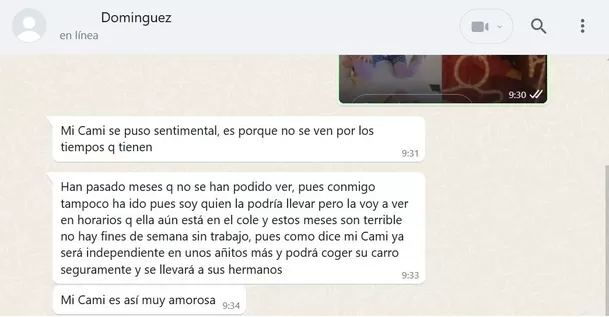 Christian Domínguez se pronunció por el mensaje de su hija Camila/Foto: Whatsapp Christian Domínguez se pronunció por el mensaje de su hija Camila/Foto: Whatsapp