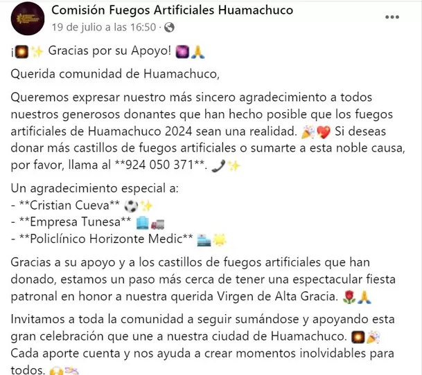 Publicación de facebook del evento organizado por la Municipalidad Sánchez Carrión que confirma la participación de Christian Cueva/Foto: Facebook