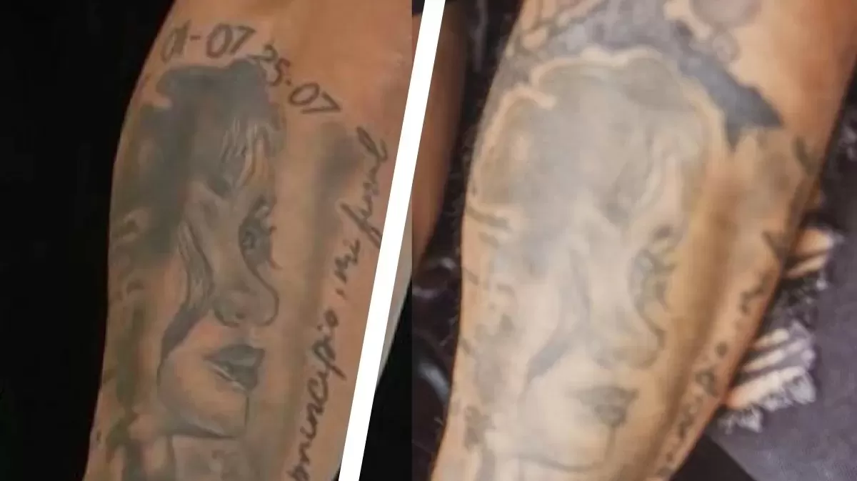 Así lucía el tatuaje del rostro de Pamela Franco en el brazo de Christian Domínguez. Fuente: Instagram