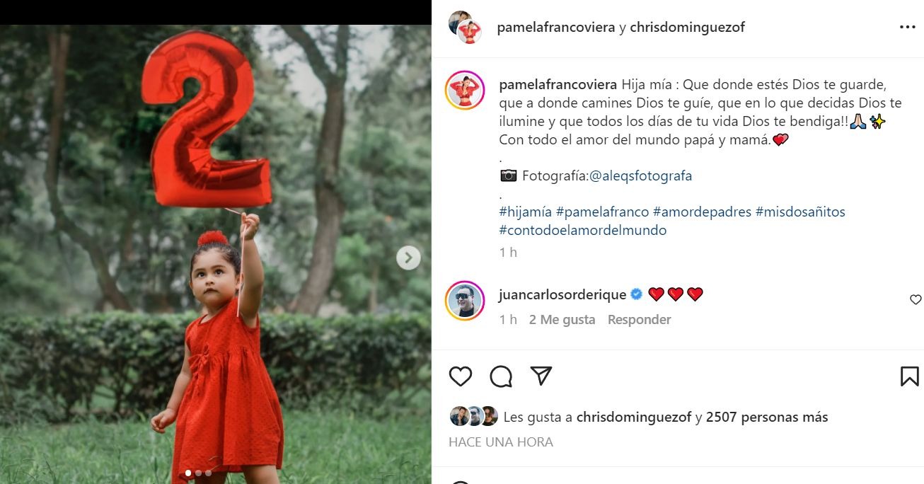 Christian Domínguez y Pamela Franco en una tierna fiesta por los dos años de su hija 