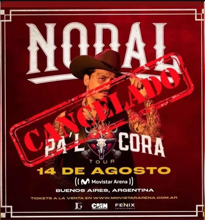 Finalmente Nodal se vio obligado a cancelar la gira en el país natal de su ex Cazzu y su hija Inti, se desconocen los motivos/Foto: Instagram