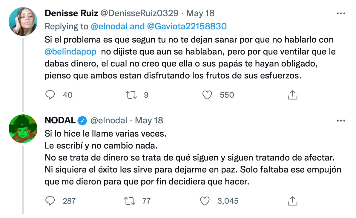 Christian Nodal contó el motivo por qué difundió mensajes de Belinda 