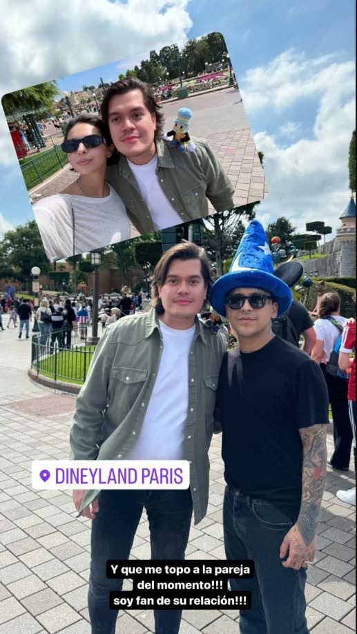 Fotografía del turista que encontró a Nodal junto a Ángela Aguila en Disney París/Foto: Instagram 
