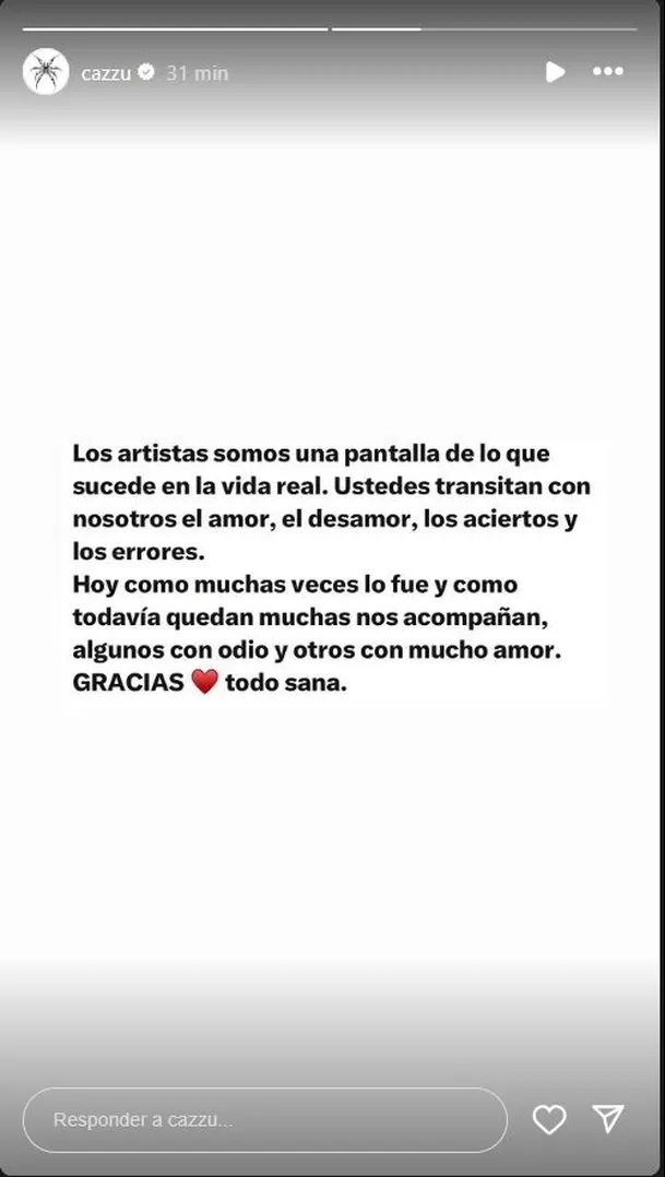 Mensaje de Cazzu tras ponerle fin a su relación con Nodal/Foto: Instagram