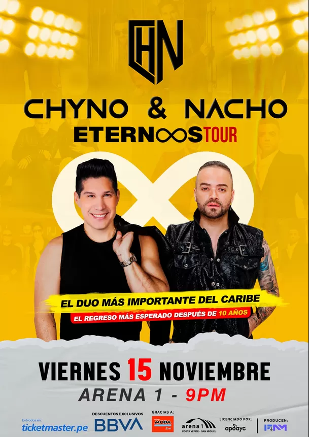 Chyno y Nacho regresan al Perú el próximo 15 de noviembre en el Arena 1. Fuente: Difusión