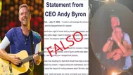 Coldplay: Comunicado de Andy Byron por infidelidad es falso