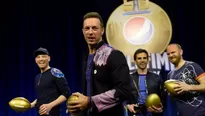 Coldplay en conferencia del Super Bowl. Foto: AFP