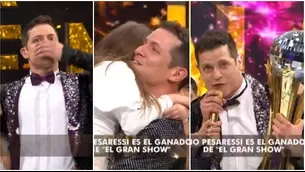 El conmovedor llanto de Gino Pesaressi tras convertirse en el flamante ganador de El Gran Show 