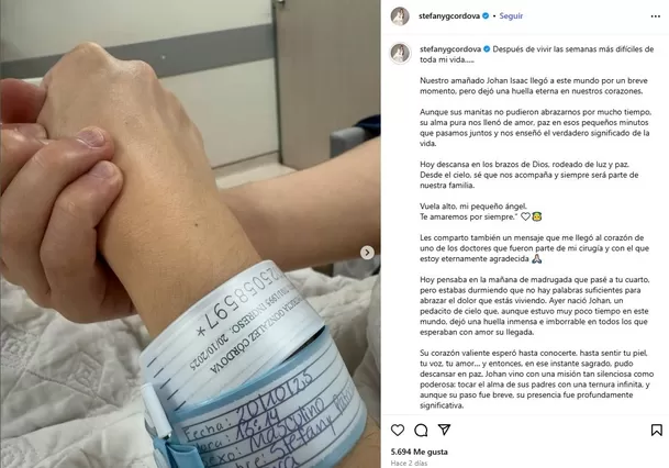 La conductora guatemalteca Stefany González Córdova se despidió de su bebé con un extenso mensaje / Instagram La conductora guatemalteca Stefany González Córdova se despidió de su bebé con un extenso mensaje / Instagram