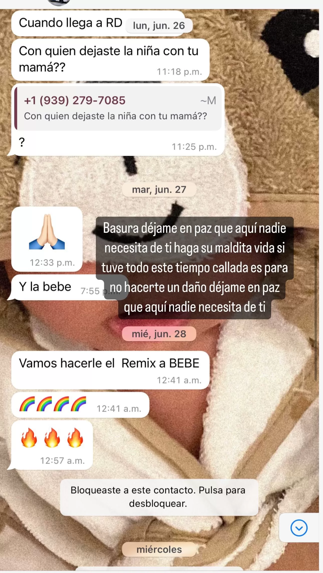 Conversación de WhatsApp Yailín y Anuel / Instagram