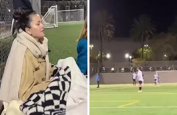 ¡En coquetos! Selena Gómez gritó su estado civil en pleno partido de fútbol 