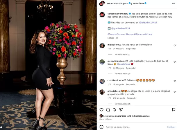 La cantante volvió a aparecer en una publicación oficial de Corazón Serrano luego de varias semanas en las que los seguidores notaron que había sido omitida en distintos anuncios promocionales de la agrupación. Foto: Instagram @corazonserranoperu
