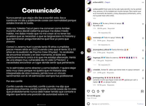 Denuncia de Amber contra Jeremy Iturry. Foto: IG ambersuki0.0 Denuncia de Amber contra Jeremy Iturry. Foto: IG ambersuki0.0