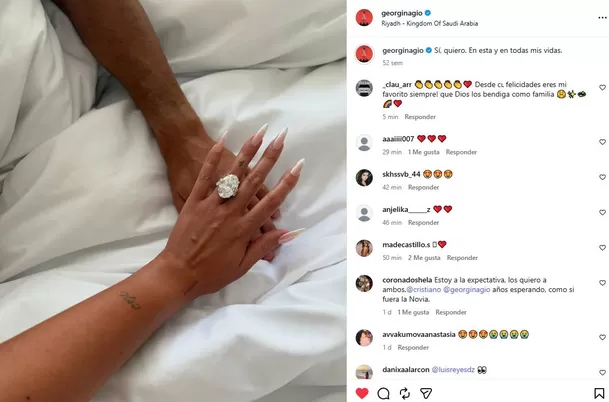 El 11 de agosto de 2025, Georgina Rodríguez anunció su compromiso con Cristiano Ronaldo. La empresaria lucí un lujoso anillo / IG: @georginagio