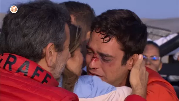 Cristóbal lloró al reencontrarse con su familia tras ser secuestrado por Benjamín. Fuente: AméricaTV